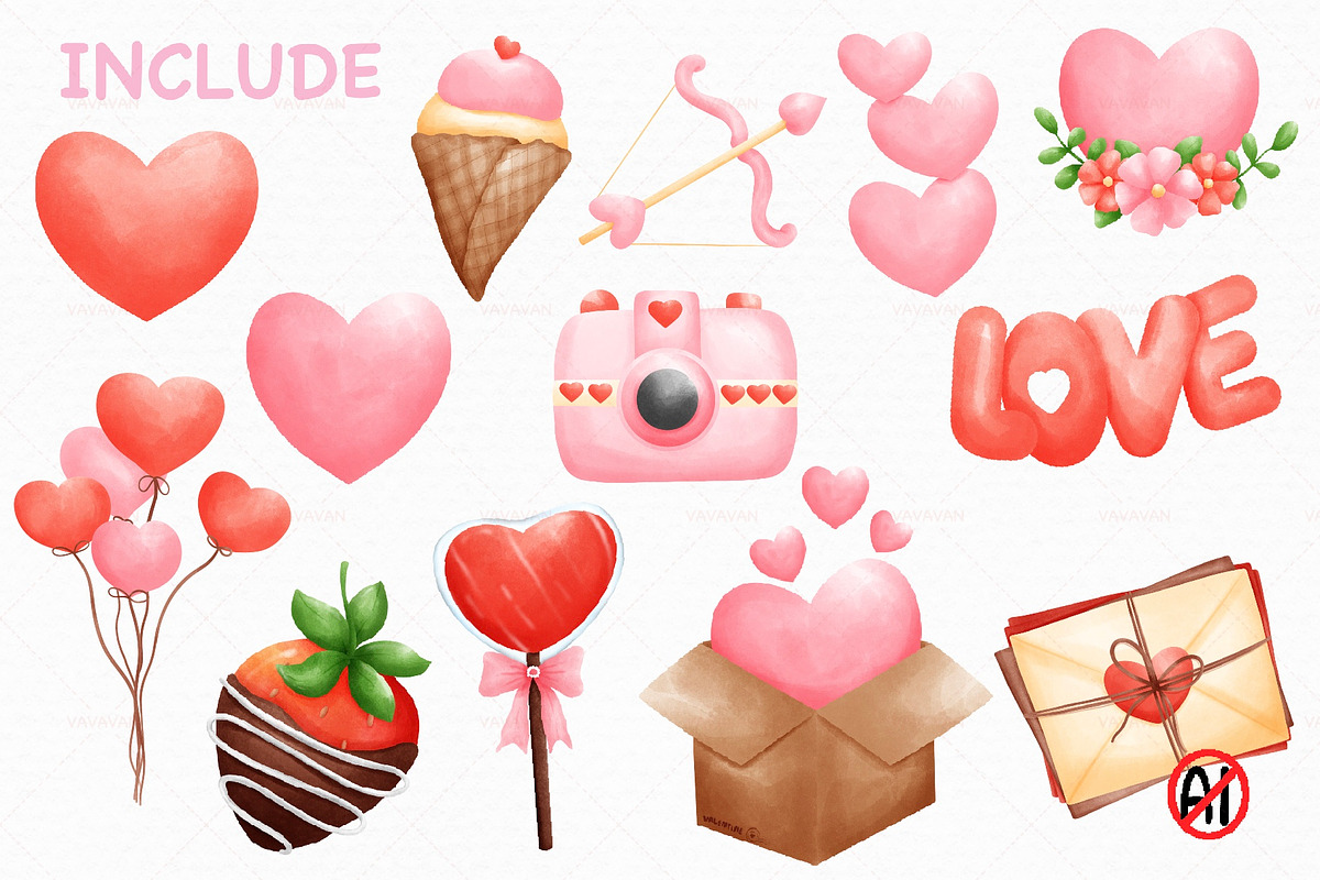 Valentine watercolor bear clipart, an Animal Illustration by Vavavan Artwork (Photo 3 of 4)