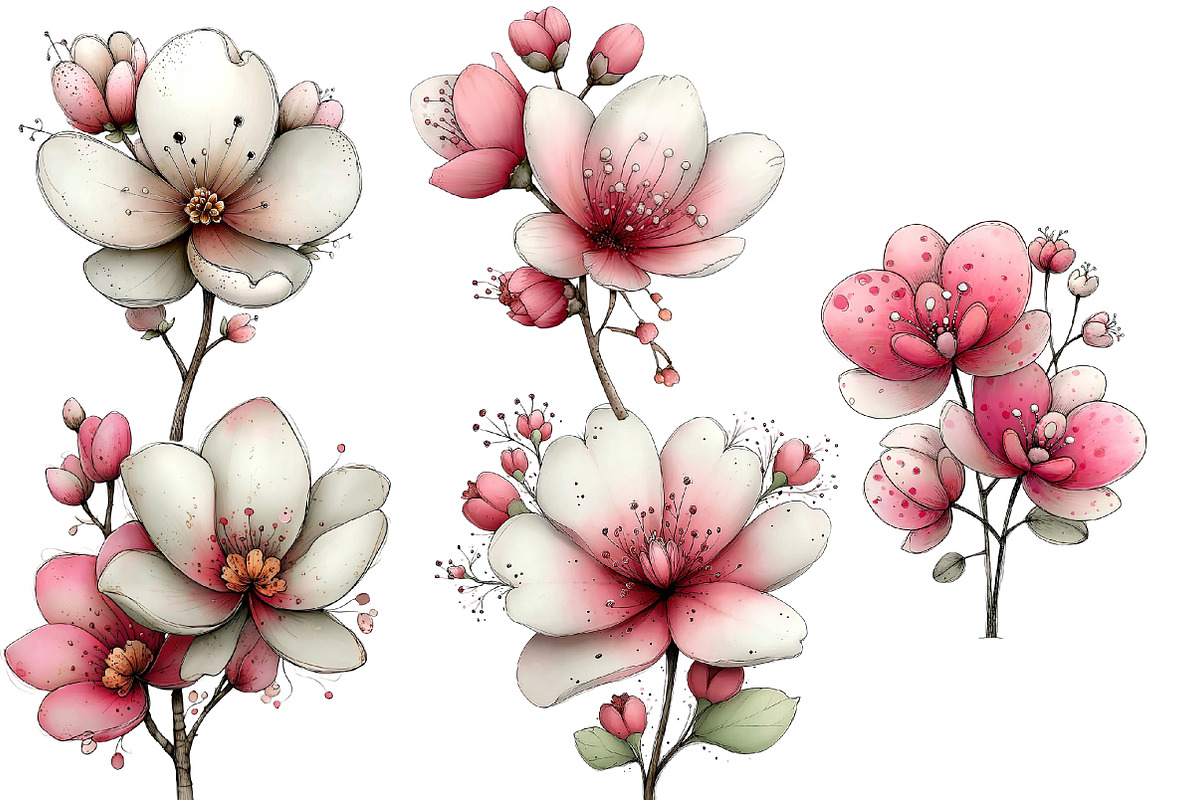 whimsical spring orchid flower clipa, an Illustration by Designworld (Photo 4 of 4)