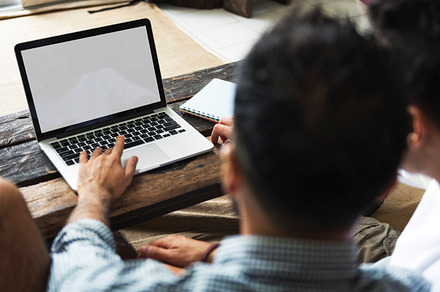 Gay couple using laptop stock photo containing adult and affection, a Person Photo by rawpixel