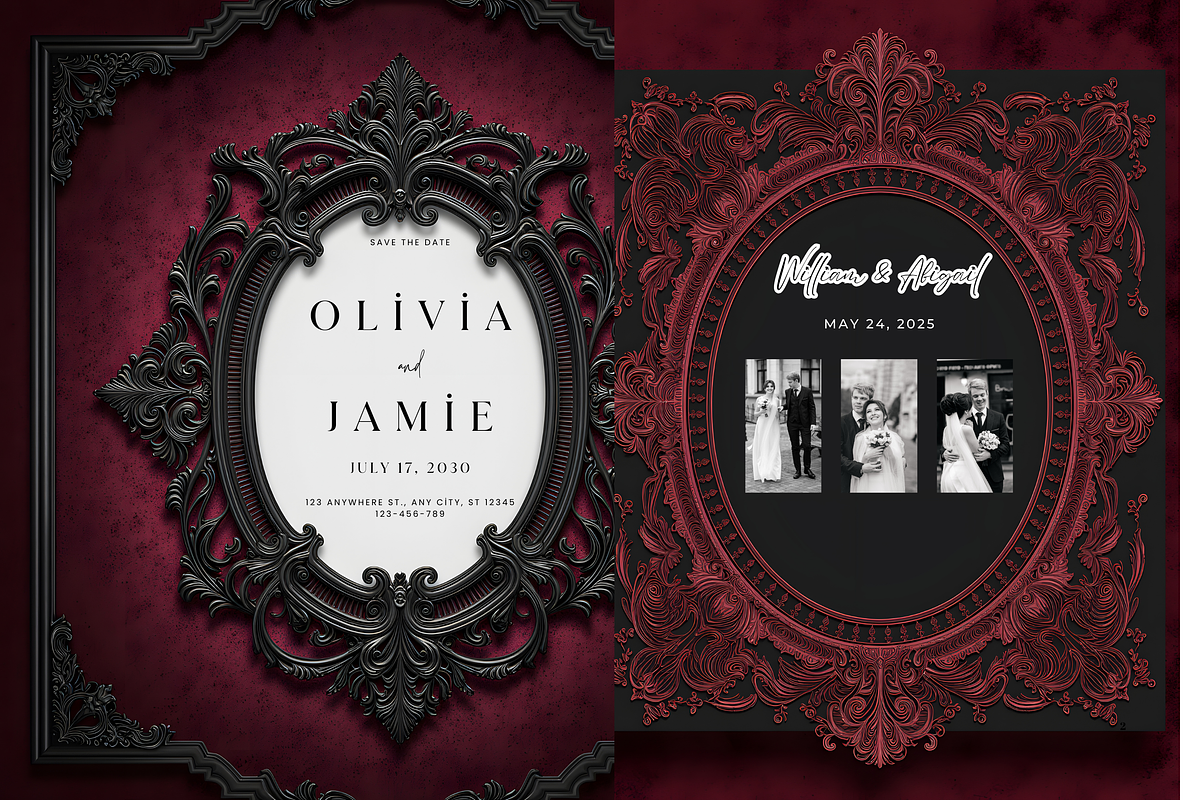 Gothic Wedding Invitation Mockup |, a Mockup by StormDigitalArt (Photo 1 of 2)