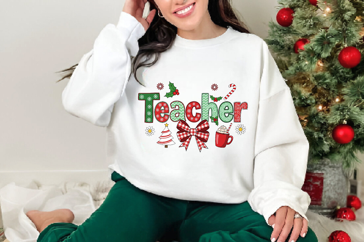 Coquette Teacher Christmas png, an Illustration by DreamArtGraphic (Photo 2 of 5)