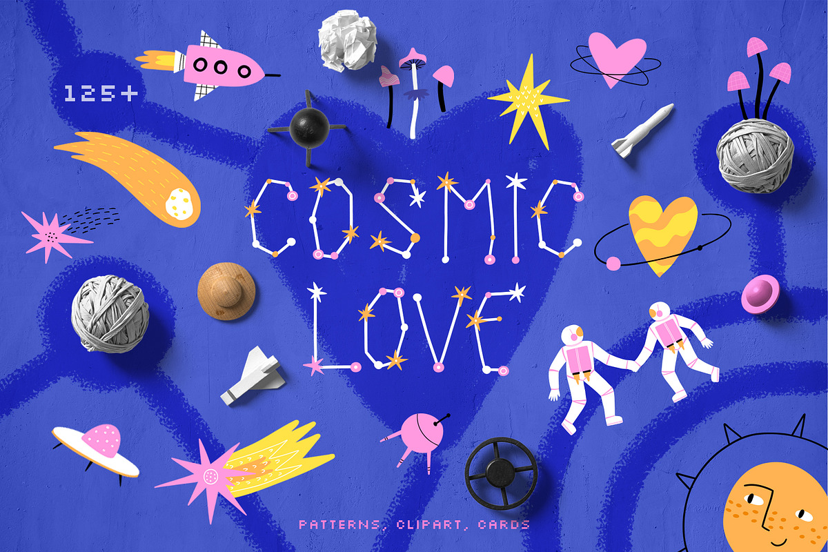 COSMIC LOVE: clipart, cards, pattern, a Seasonal Illustration by Elliko shop (Photo 1 of 11)