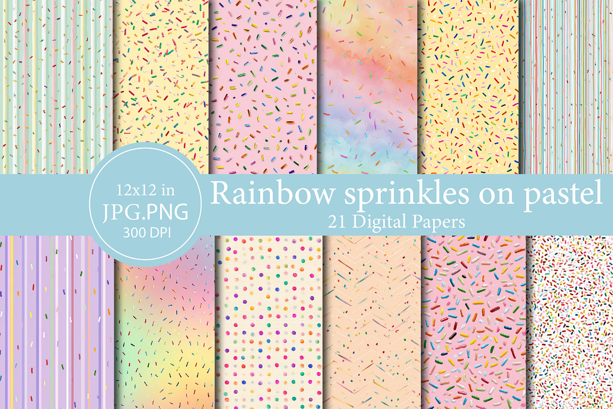 rainbow sprinkles on pastel pink, an Illustration by Designworld (Photo 1 of 4)