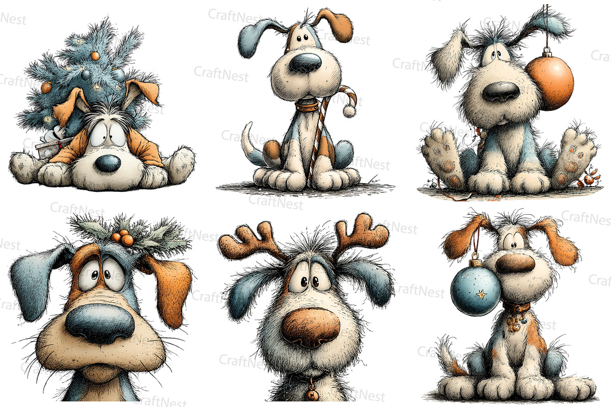 Whimsical Christmas Dog Clipart, an Illustration by Craft Nest (Photo 7 of 7)