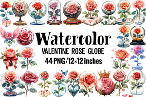 Valentine Rose Globe, an Illustration by Design Market