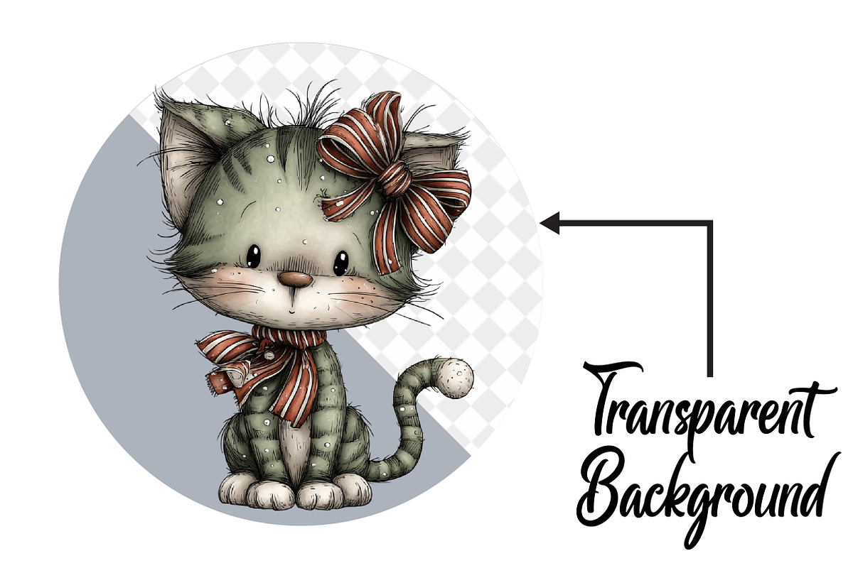 Whimsical Christmas Cat Clipart, an Illustration by Pixels.Craft (Photo 4 of 6)