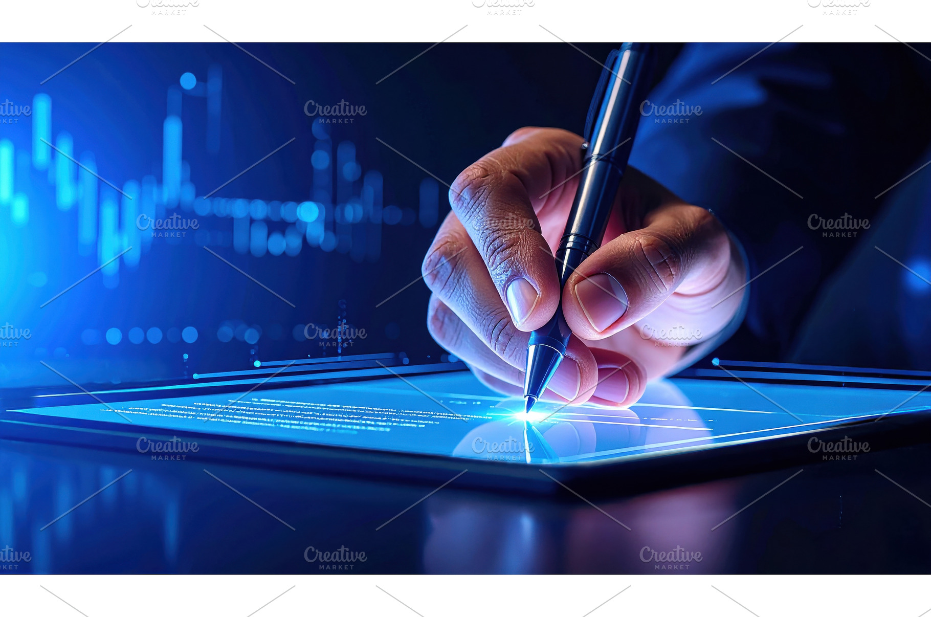 A hand signs a digital contract on a, a Technology Photo by Igor Tichonow