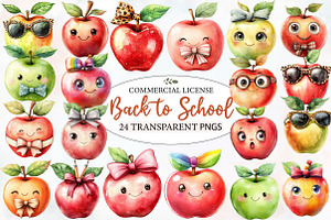 Back to School Funny Apple Clipart, an Illustration by Designworld