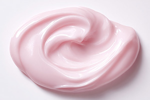 Pink cream cosmetic product swatch displaying smooth texture and, a Photo by Studio ANNA