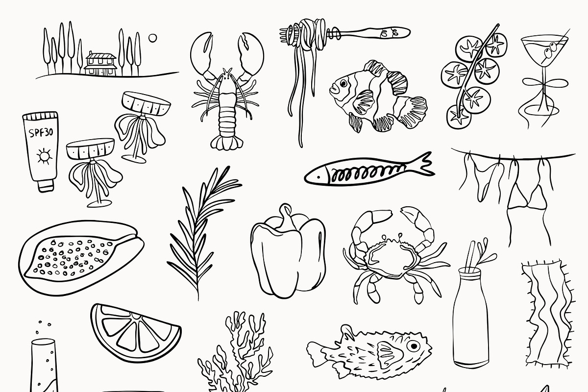 140 + Hand-Drawn Summer Set, an Object Illustration by Veyla (Photo 6 of 16)