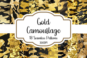 Gold Camouflage Seamless Patterns, a Pattern Graphic by PrintablesByFranklyn