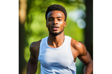 Active multiracial man jogging in a, a Sports & Recreation Photo by Lermont51