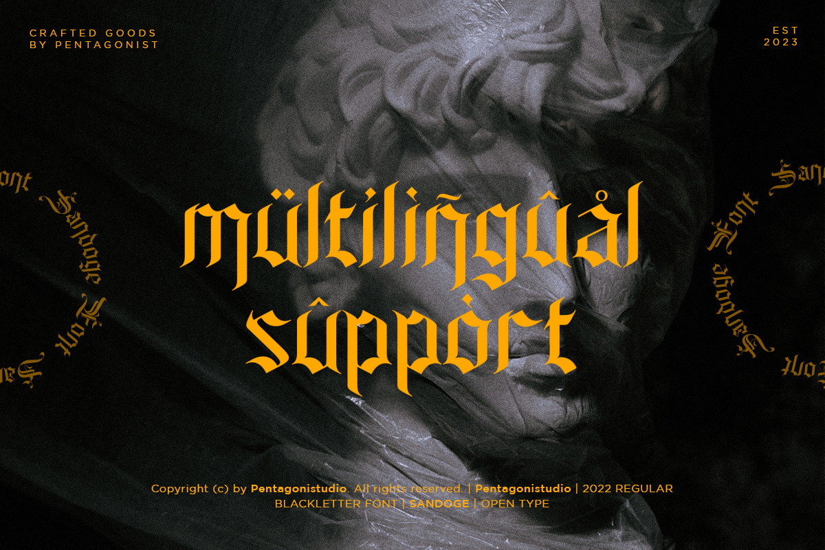 Sandoge | Blackletter Font, a Blackletter Font by Pentagonistudio (Photo 10 of 10)