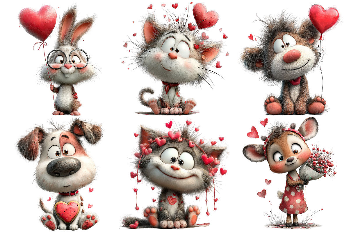 Valentine Animals Watercolor Clipart, an Illustration by Pixels.Craft (Photo 5 of 5)