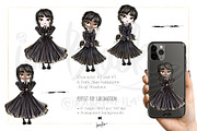 Gothic School Nerd Girl Clipart, a Seasonal Illustration by KaramfilaS (Thumbnail 5 of 10)
