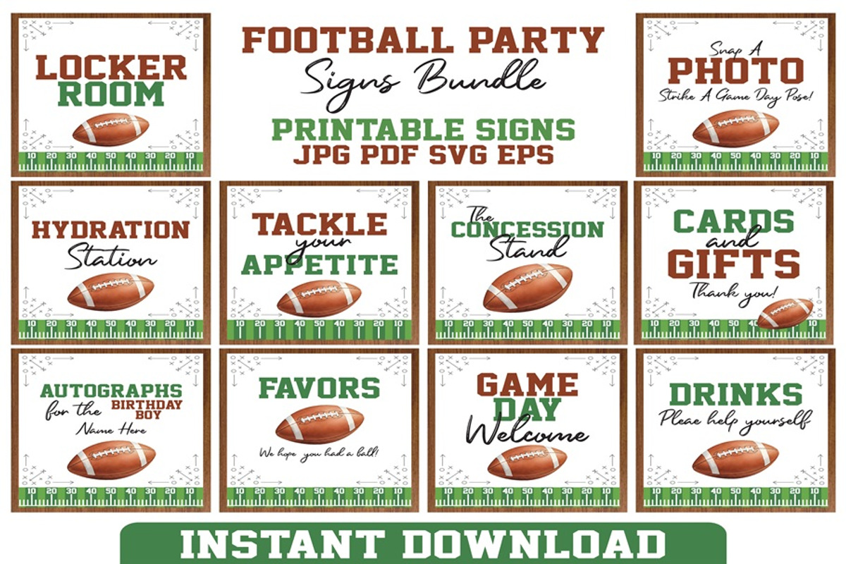 Football Party Sign Bundle Printable, an Object Graphic by Digi_Design_World (Photo 1 of 4)