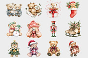 Watercolor Christmas Teddy Bear Clip, a Seasonal Illustration by Design Market (Thumbnail 2 of 5)