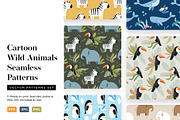 Cartoon Animals Seamless Patterns, a Pattern Graphic by Kotulska (Thumbnail 1 of 8)