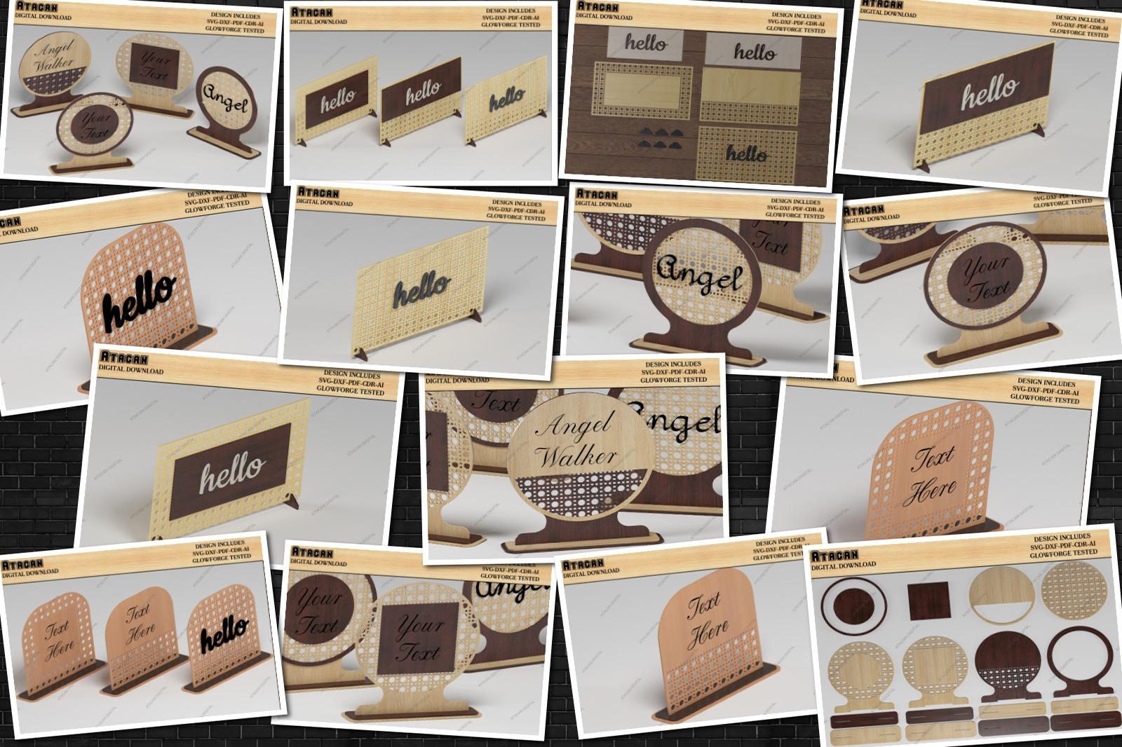 Rattan Cane Sign Backer Bundle, a Pattern Graphic by AtacanDigital
