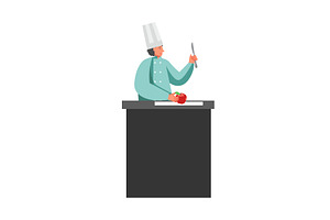 Restaurant staff cartoon character, a Person Illustration by Sky Pics Studio