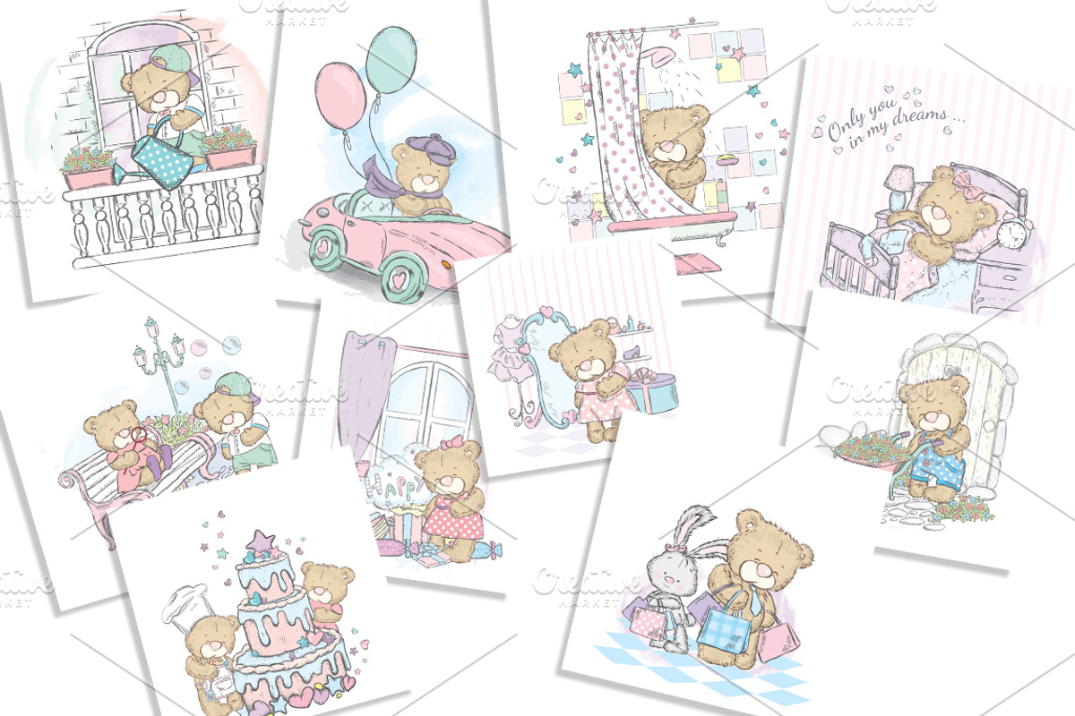 A set of illustrations cute bear, a Graphic by Vitaliy Grin