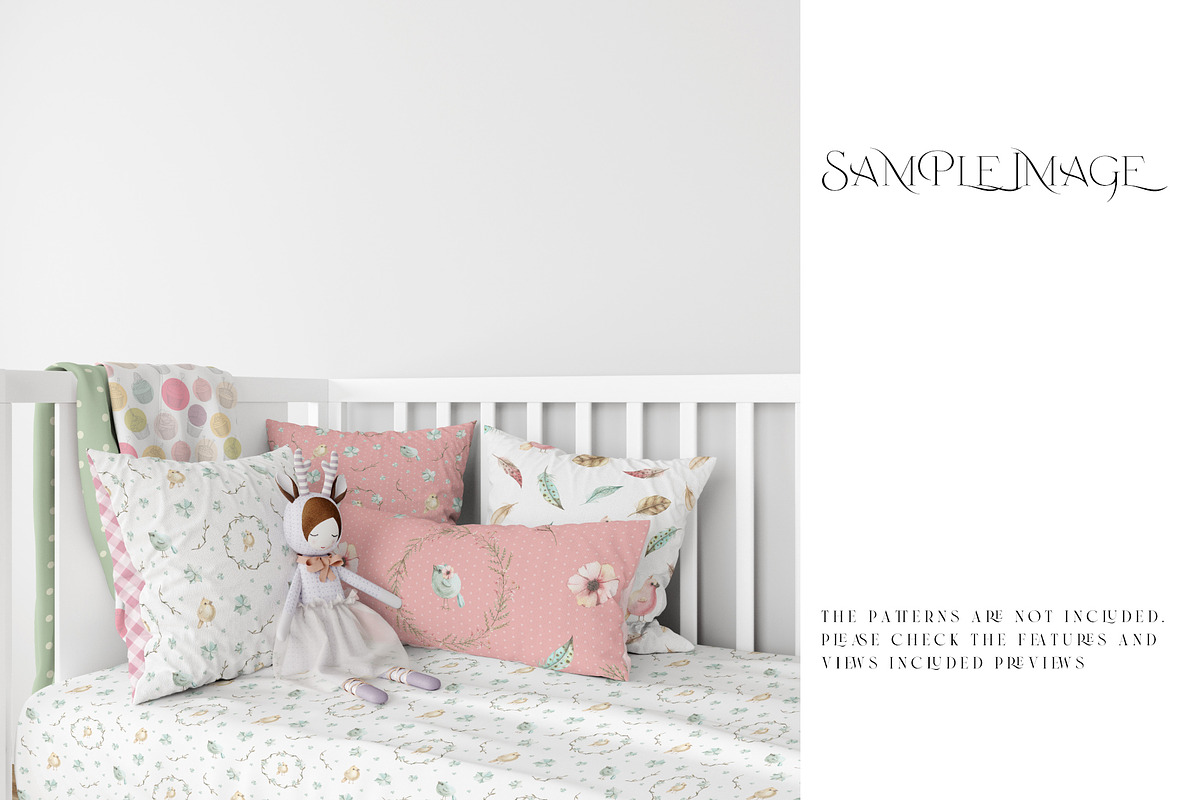 Baby Crib Duvet & Pillows Mockup, a Household Mockup by mock-ups (Photo 10 of 13)