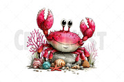 Whimsical Summer Crab Clipart, an Illustration by Craft Nest (Thumbnail 9 of 12)