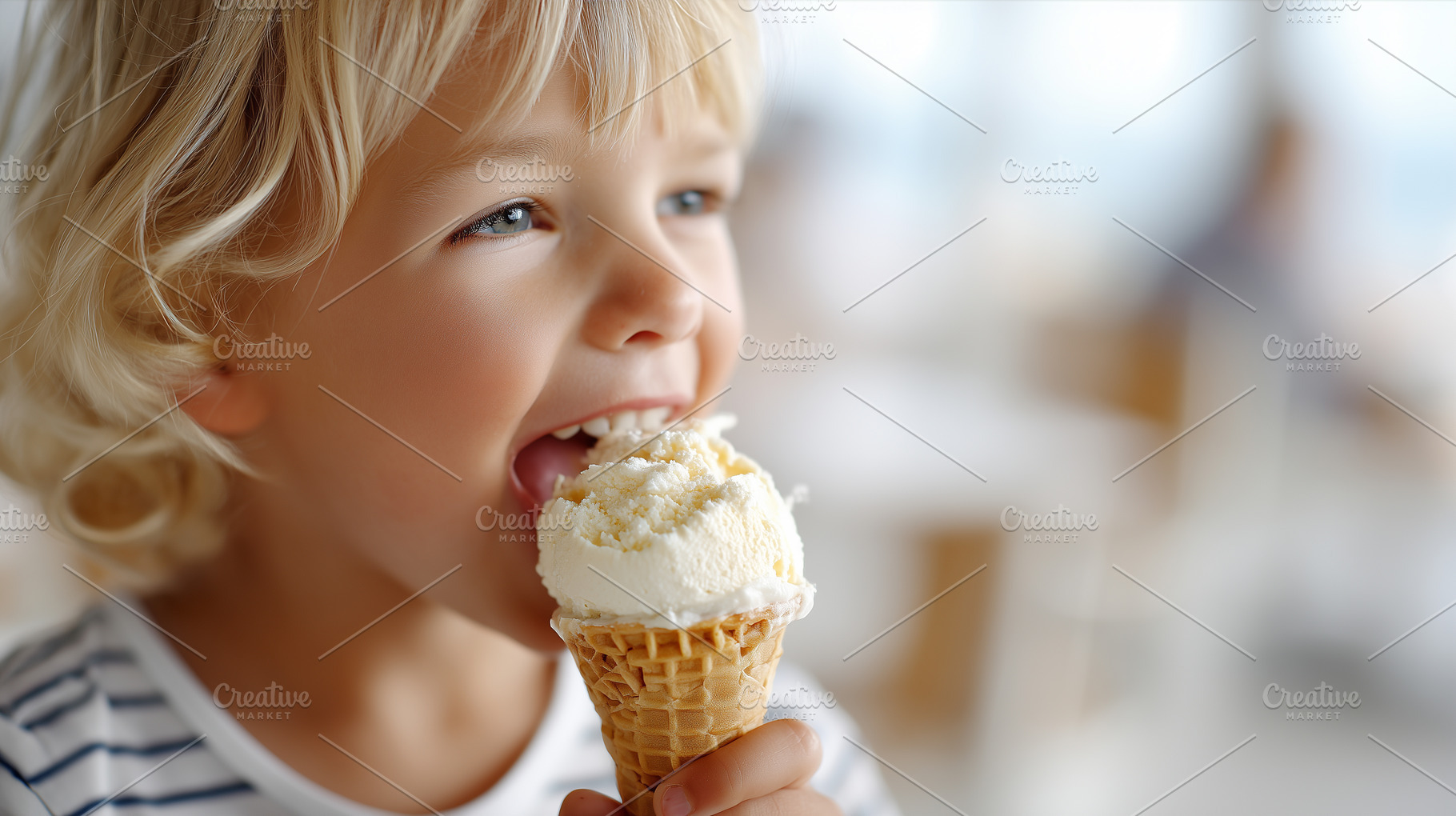 Happy little kid with blond hair, a Food & Drink Photo by MistyDay