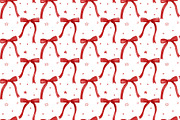 Red Bows & Stars Seamless Pattern, an Illustration by Stellalunarts (Thumbnail 1 of 3)