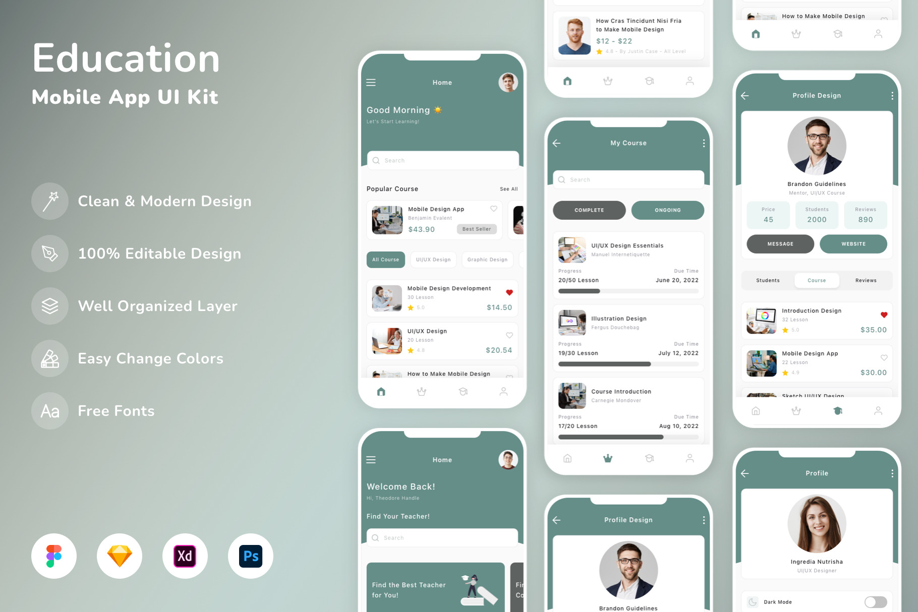 Education Mobile App UI Kit, an UI Kit Template by Betush