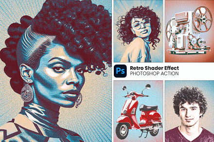 Retro Shader Effect Photoshop Action, an Action Add-On by MRI STUDIO
