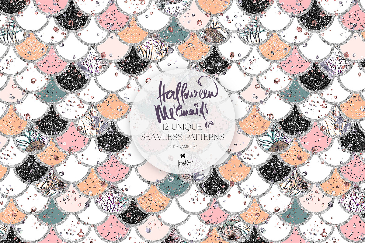 Halloween Mermaids Spooky Patterns, a Pattern Graphic by KaramfilaS (Photo 9 of 19)