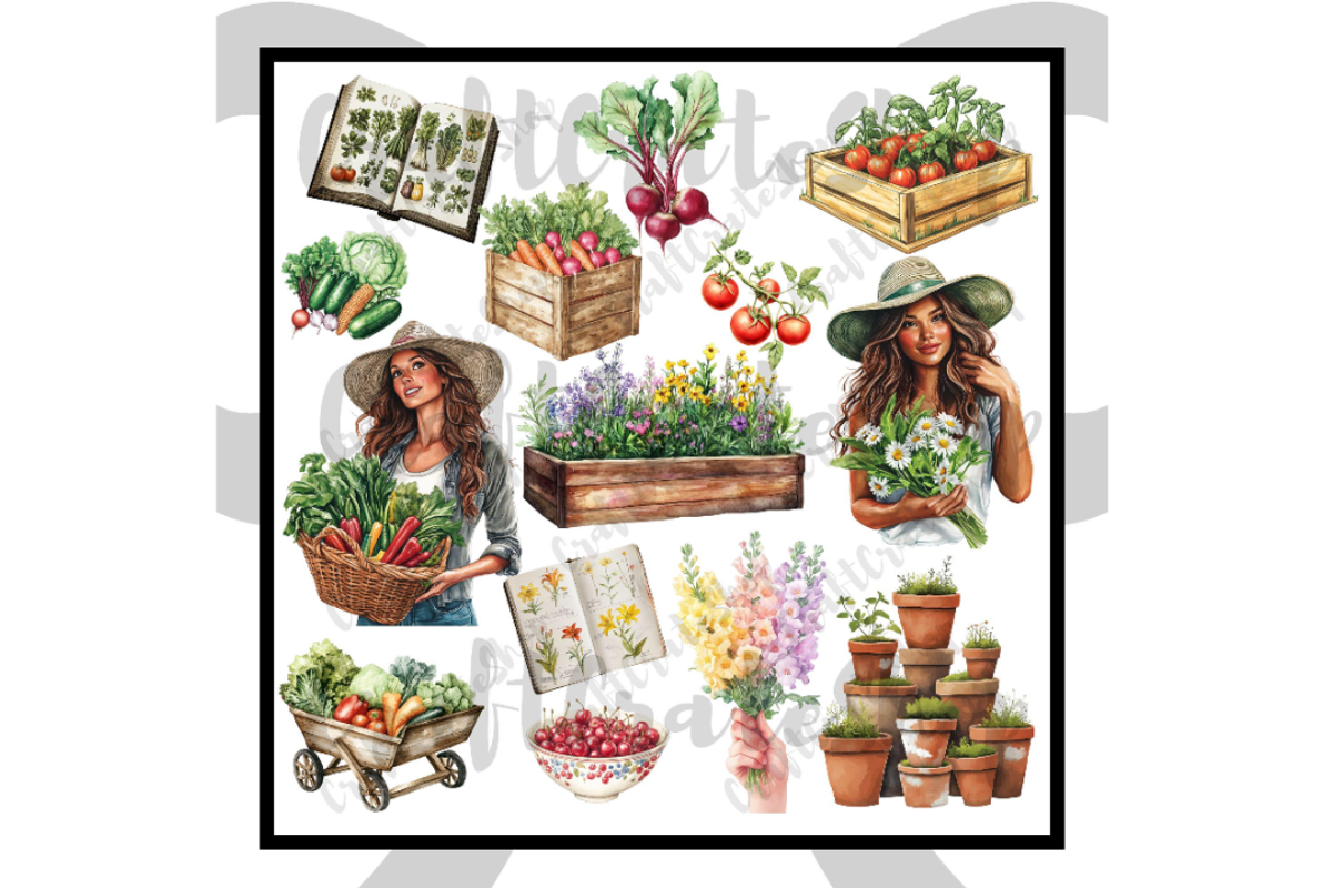 Watercolor Summer Garden Clipart, an Illustration by CraftCrateShop (Photo 4 of 7)