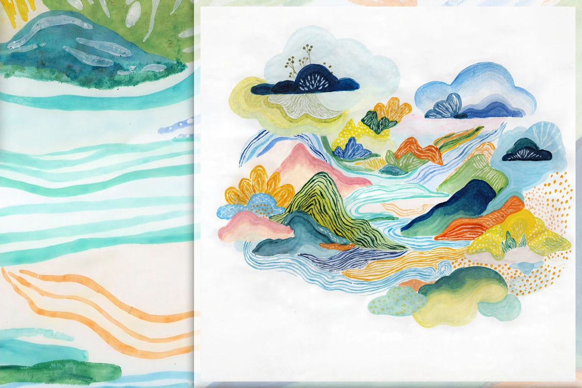 Colorful Cloudy Landscape, a Decorative Illustration by yahu88studio (Photo 2 of 10)