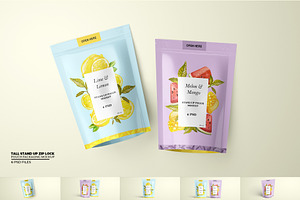 Tall Stand Up Zip Lock Pouch Mockup
