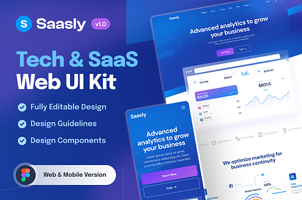 Saas & Tech Web Mobile UI Kit Saasly