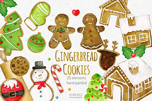 Watercolor Christmas Cookies Clipart