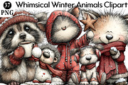 Whimsical Winter Animals Clipart Png, an Illustration by Daily.Designs (Thumbnail 1 of 8)
