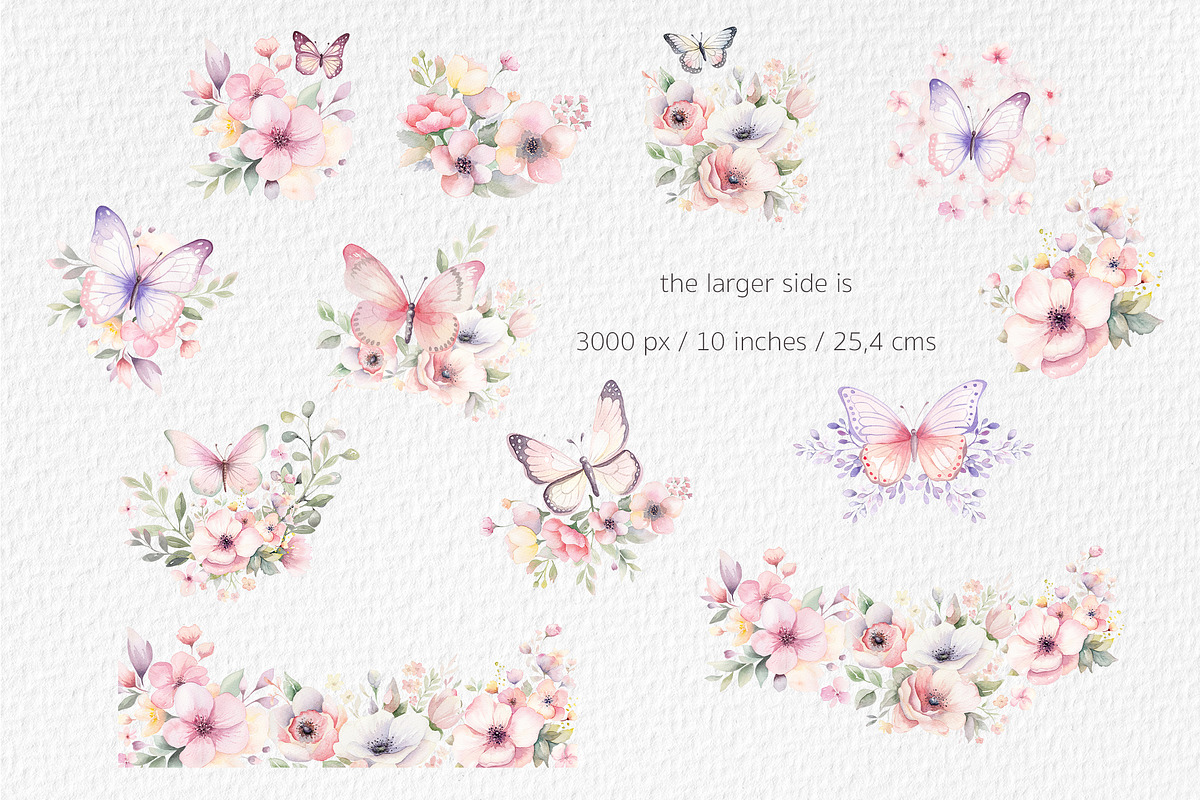 Watercolour Butterflies and Flowers, an Illustration by Lemon design (Photo 3 of 17)