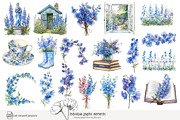 100 watercolour delphinium clip art, a Seasonal Illustration by Poppy Lane Studio (Thumbnail 7 of 12)