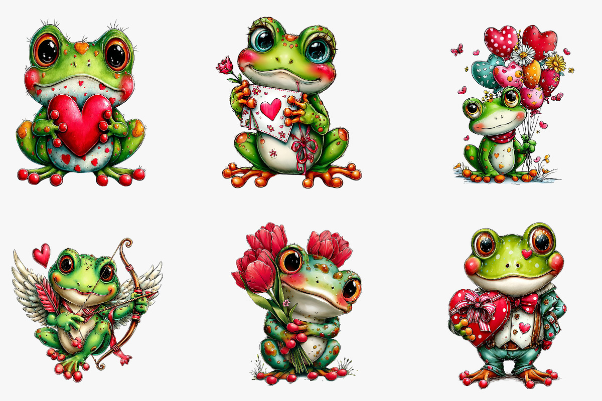 Whimsical valentine frog clip-art, an Illustration by CreationArt (Photo 4 of 5)