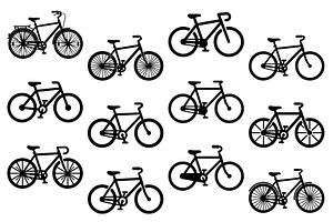 Bicycle Silhouette Vector Set, a Transportation Illustration by balal