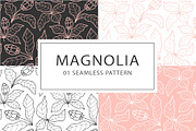 Hand-Drawn Magnolia. Linocut set, a Background Graphic by Lettering_Logo (Thumbnail 4 of 17)