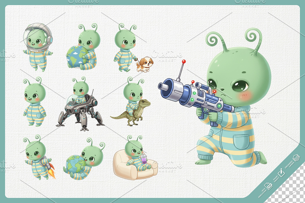 Cheerful Alien Kid Cute Character, a Technology Illustration by Gohsantosa (Photo 3 of 4)