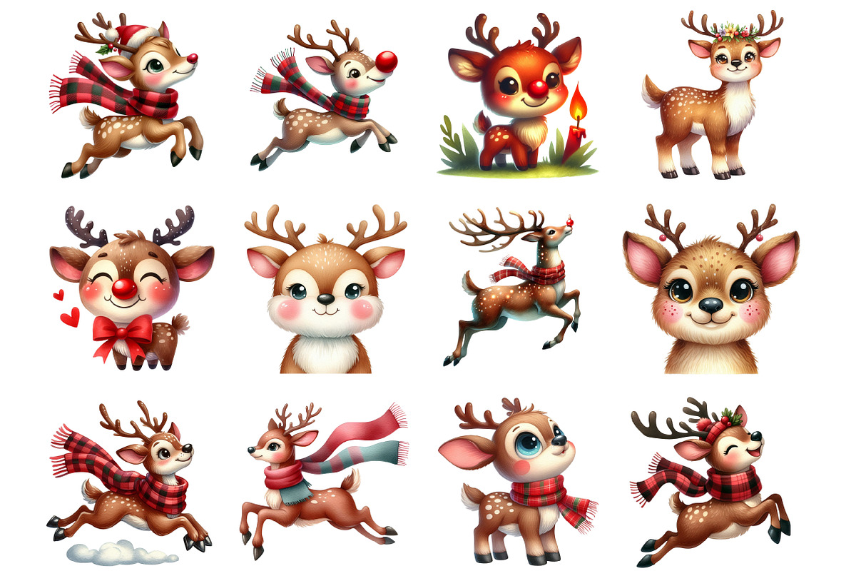 Funny Cute Christmas Reindeer, an Illustration by Design Market (Photo 4 of 4)