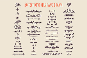 60 Text Dividers hand drawn