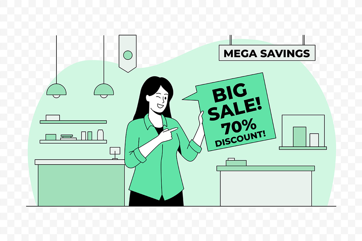 Retail Big Sale 70% Off Vector, a Person Illustration by Partikusi Design (Photo 3 of 3)