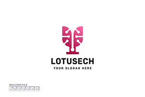 Lotus Logo with Technology Style, a Branding & Logo Template by yuanesei
