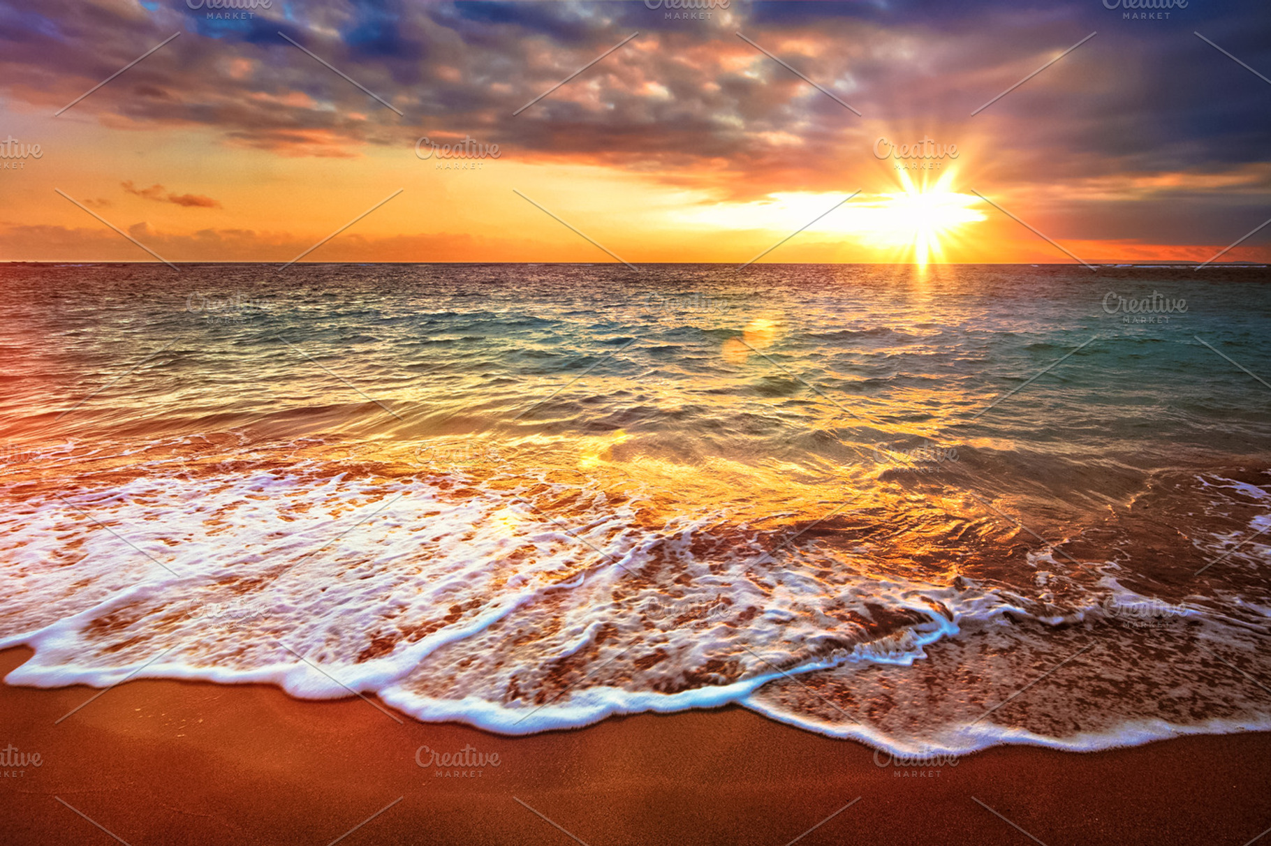 Calm ocean during tropical sunrise, a Nature Photo by f9photos