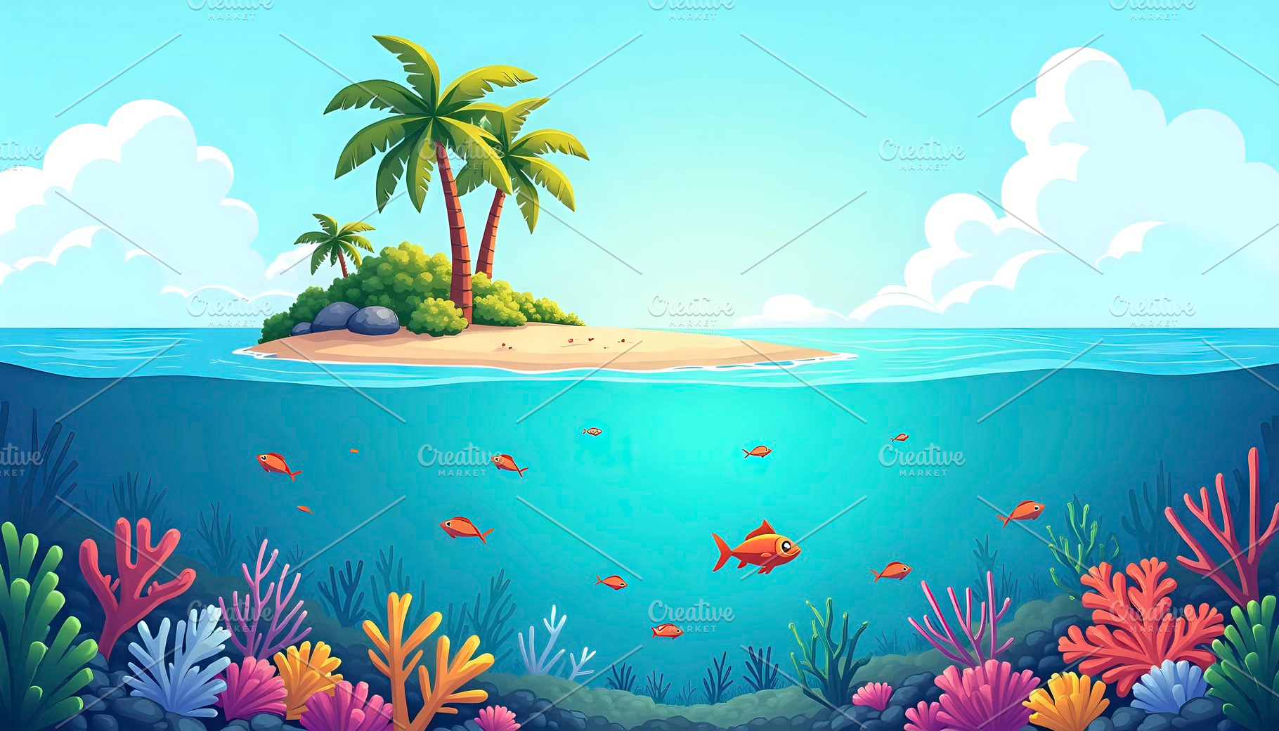 Create a split view illustration sho, a Photo by LOGOCREATIVE